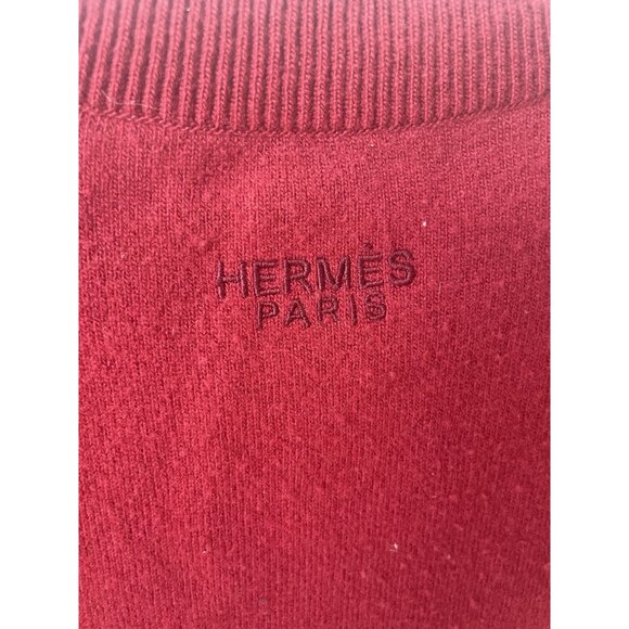 Hermès Paris Red Wool Short-Sleeve Embroidered Sweater - Picture 3 of 8